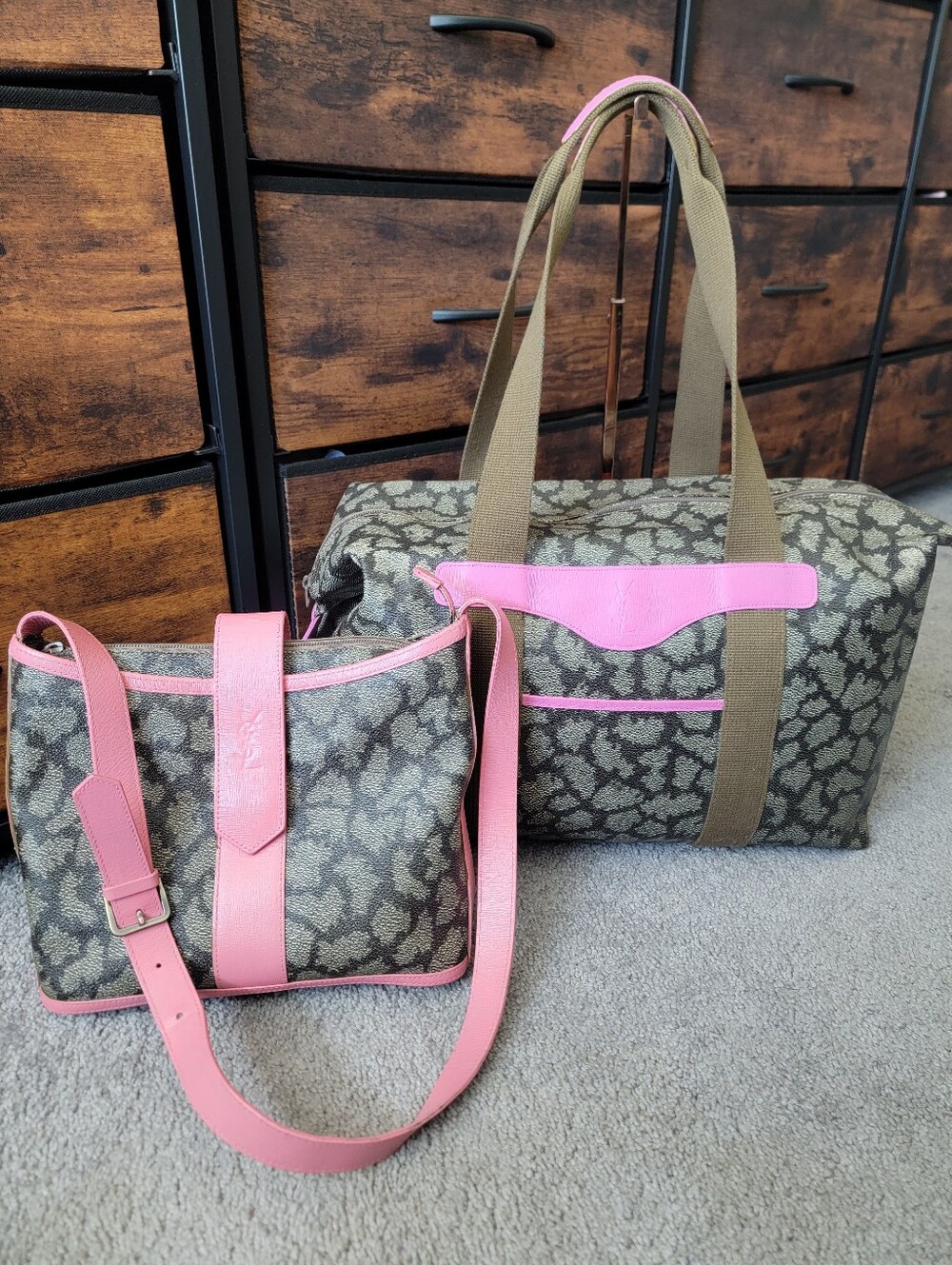 2pcs Authentic Vintage YSL Weekend Travel Bag And Shoulder Bag